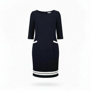 Talbots Navy Dress with White Trim